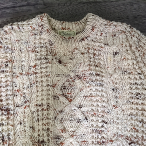 Gaeltarra Handloomed Pure New Wool Fisherman Sweater Cream Size Small - Picture 3 of 7